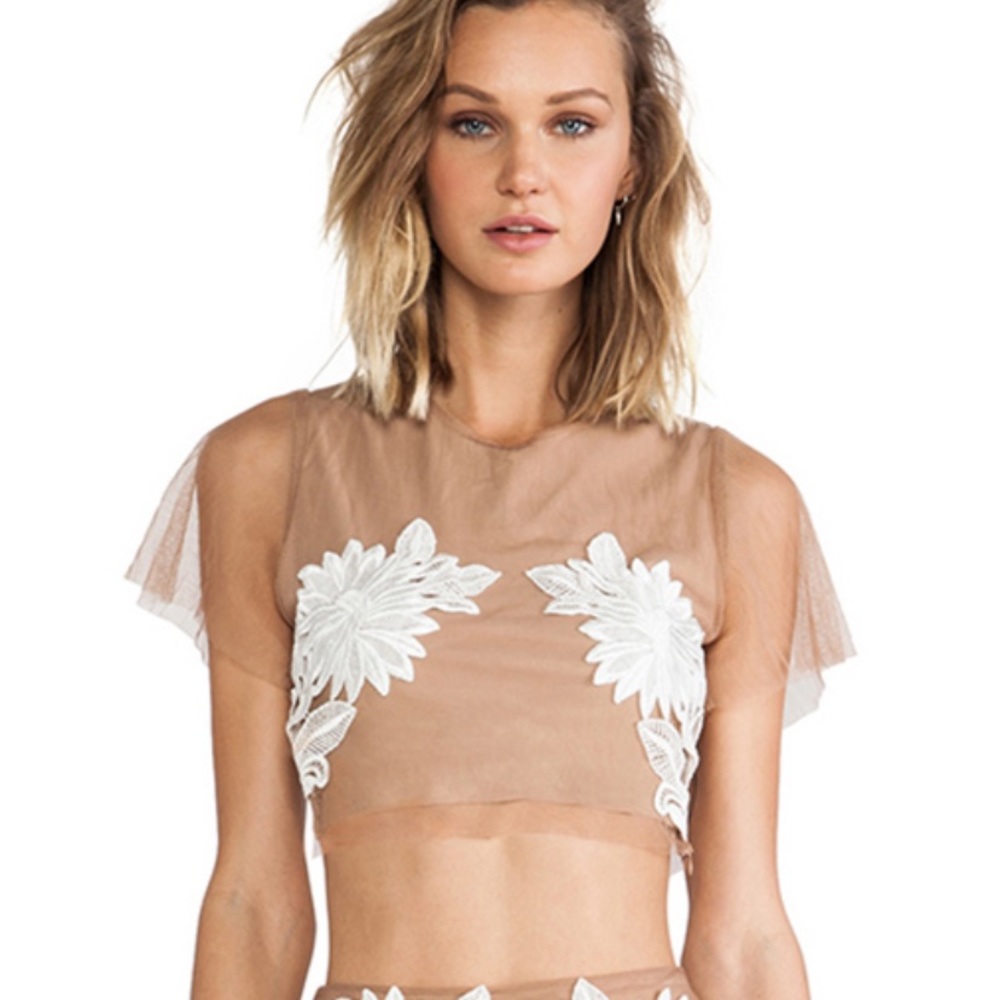 For love and lemons sheer balmy nights crop top